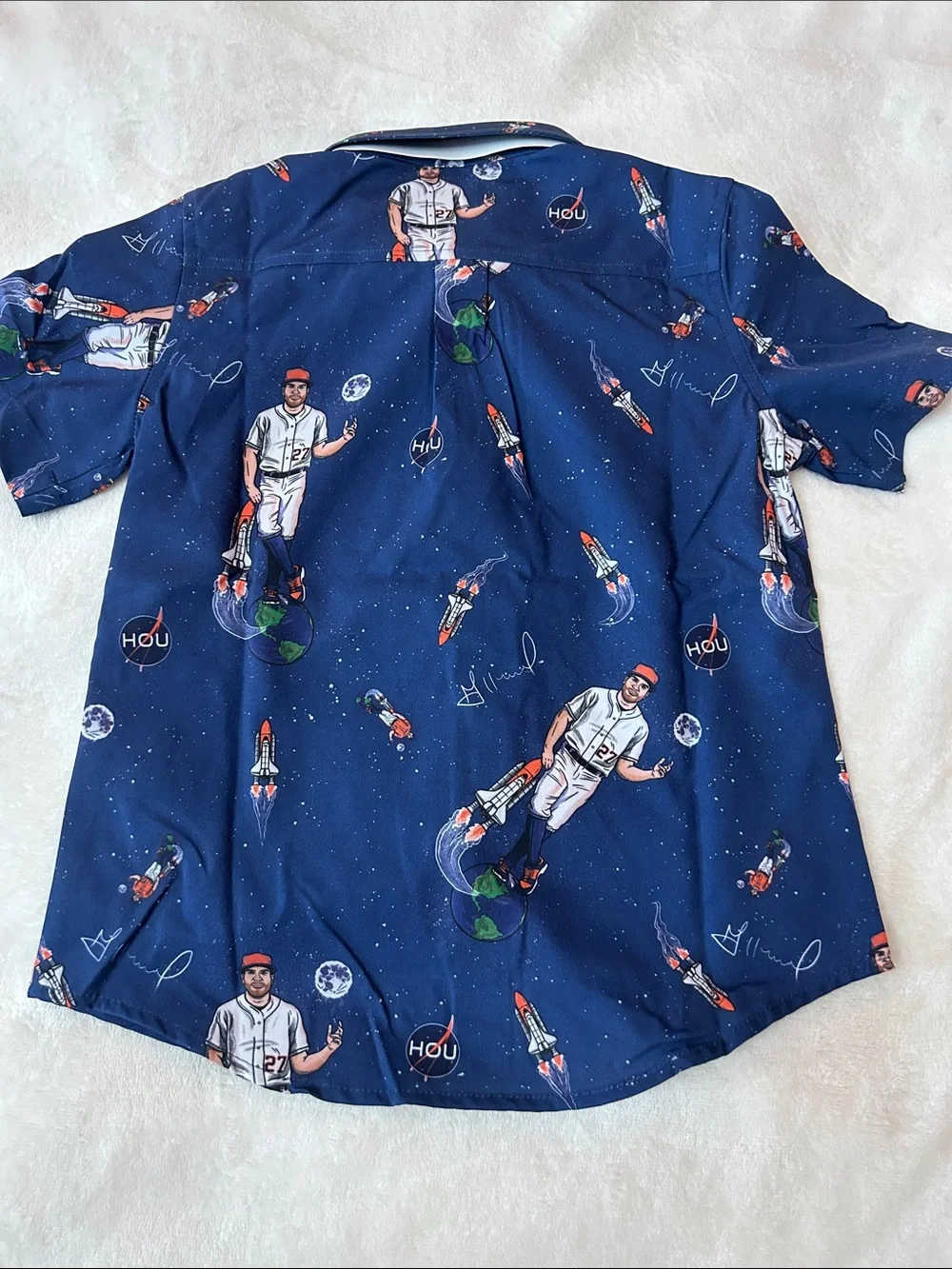 RSVLTS Navy Astronaut & Baseball Short-Sleeve Button-Down Shirt